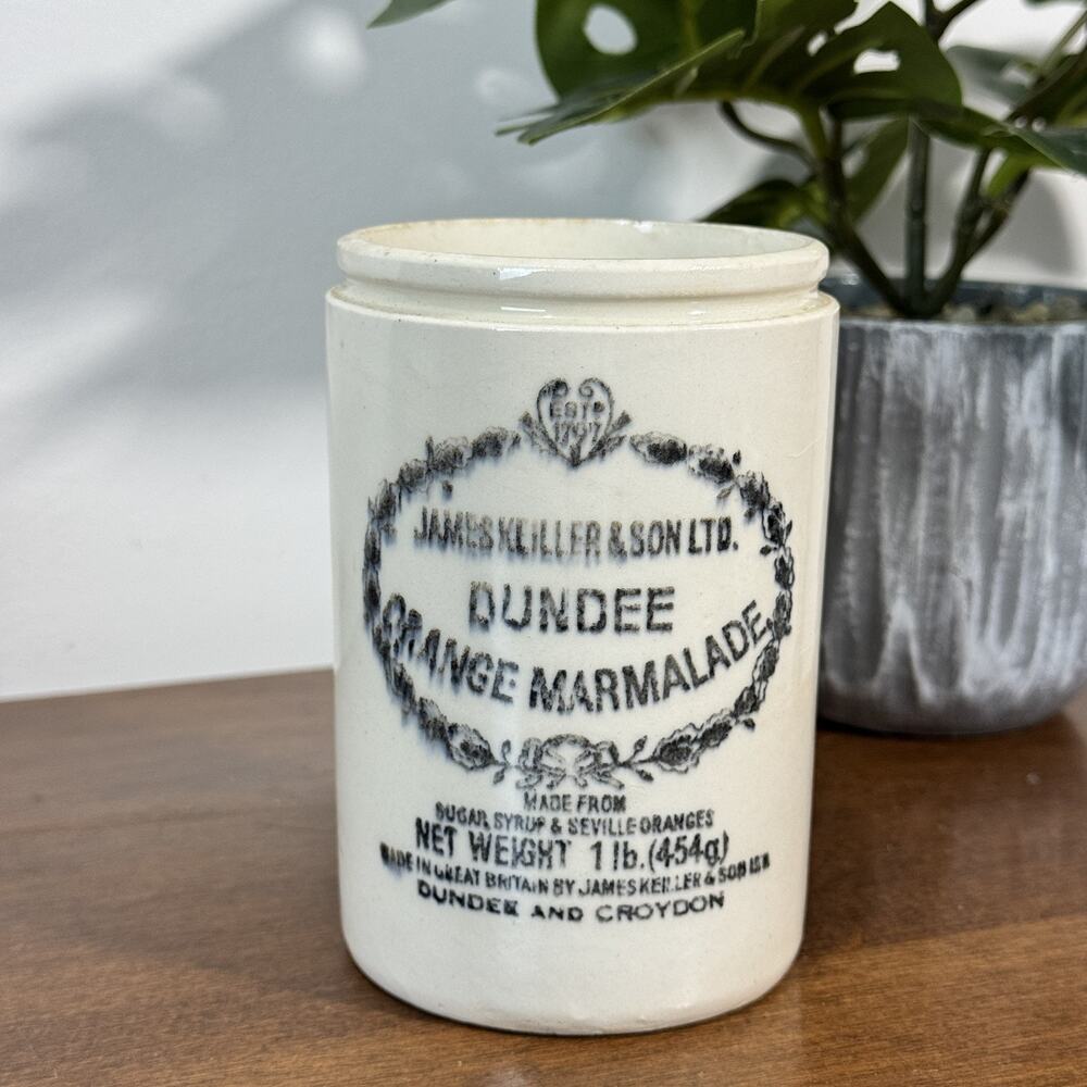 Antique James Keiller & Son Ltd Dundee Orange Marmalade Stoneware Jar Pot UK